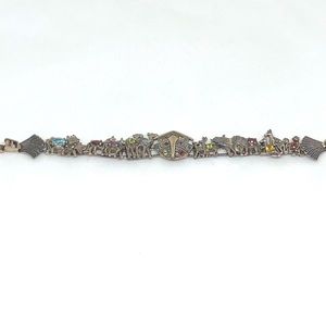Vintage rare Noah’s Ark silver with gemstones bracelet